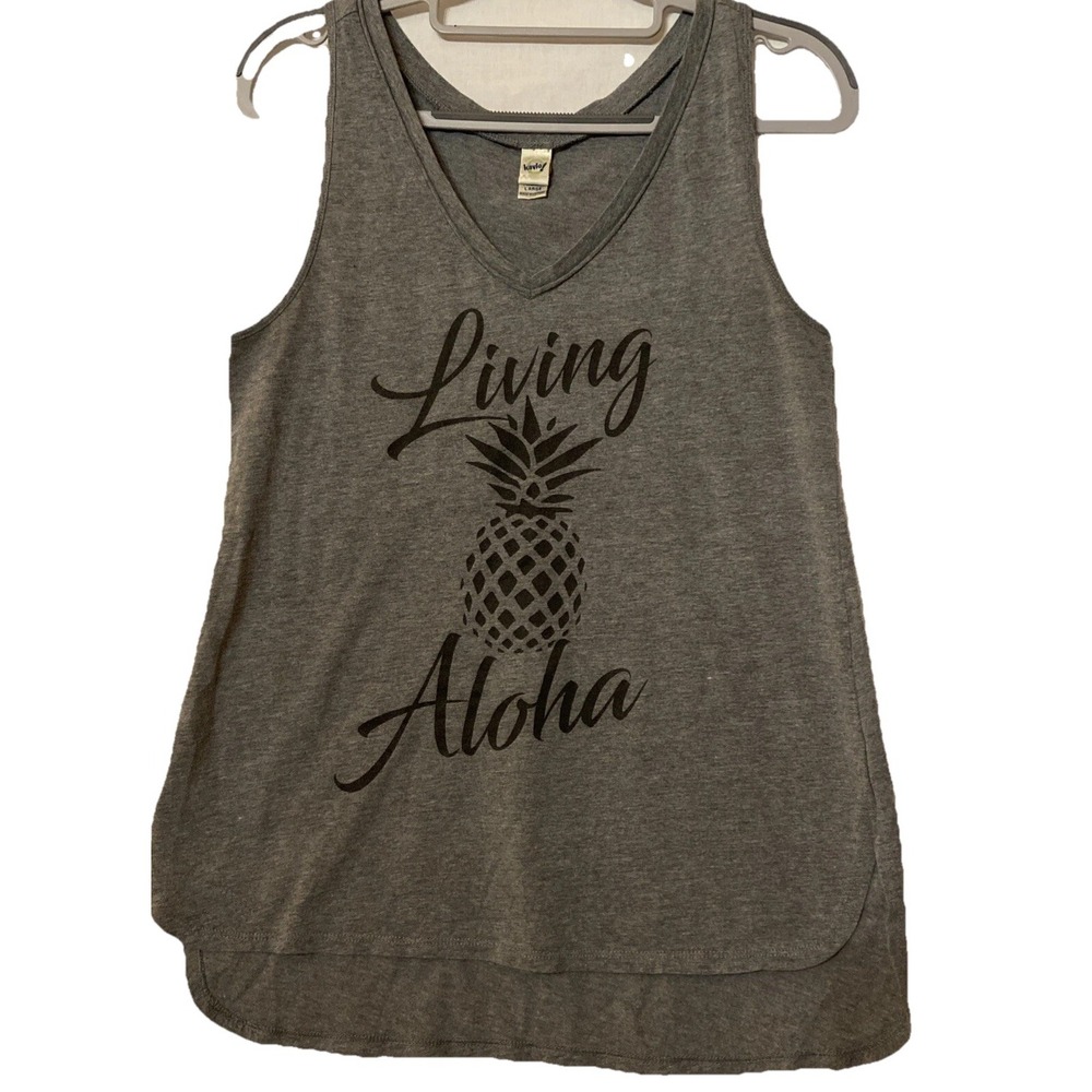 Sleeveless Tank Top Size Large Women's Teens Gray washed Coastal Biker Hawaii